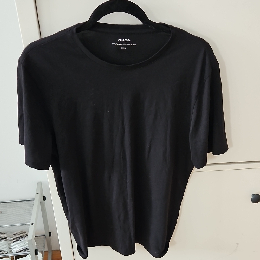 Vince Men's Essential Black Short Sleeve Tee 100% Cotton Size M